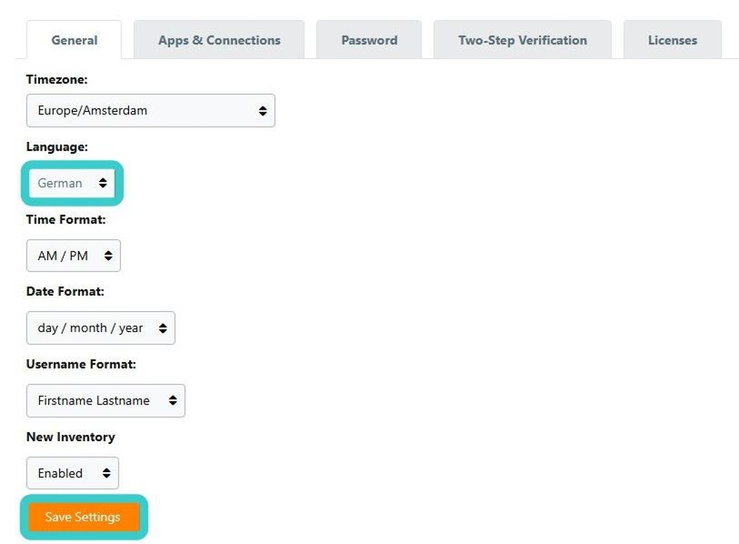 Changing Language Settings on Elab Journal - Step 3.png