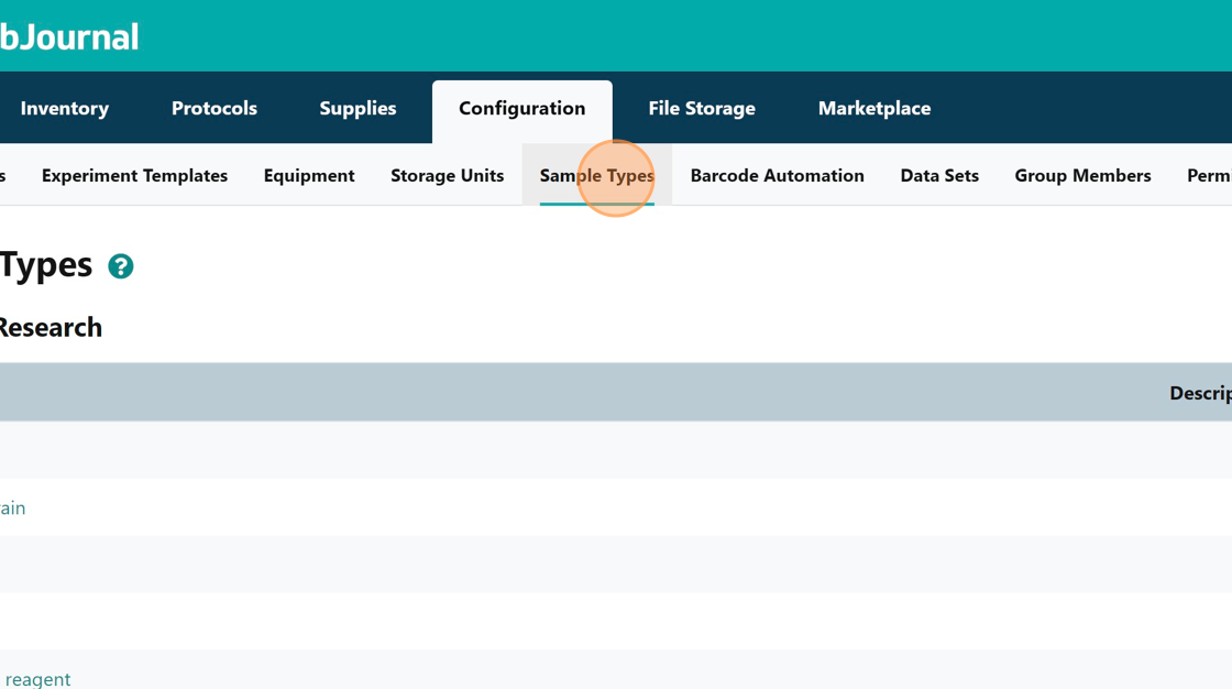 Add Sample Type on eLab Journal platform. - Step 2.png