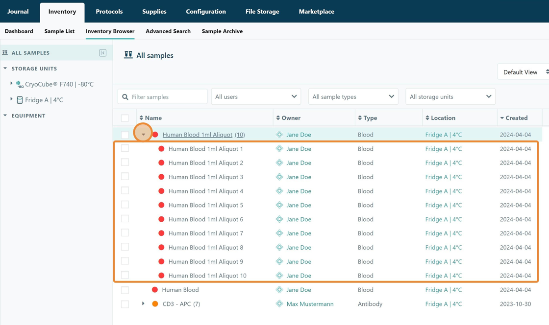 Navigate and select specific sample in inventory management system. - Step 4 (3).png