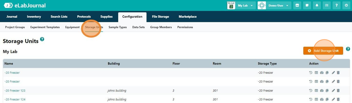 Add storage unit on eLab Journal platform - Step 3.png